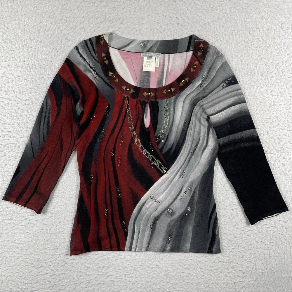 Alberto Makali Shirt Womens Small‎ Abstract Statement Piece Embellished Y2K Club